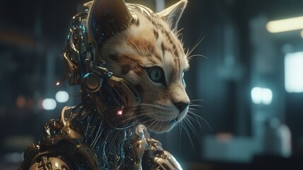 anthropomorphic cat hacker, digital art illustration, Generative AI - Powered by Adobe