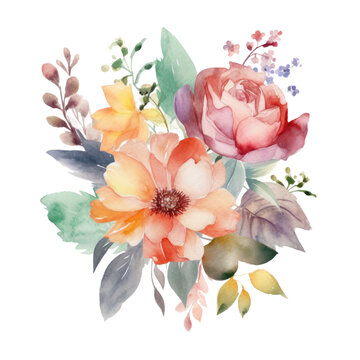 watercolor flowers, colorful