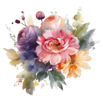 watercolor flowers, colorful