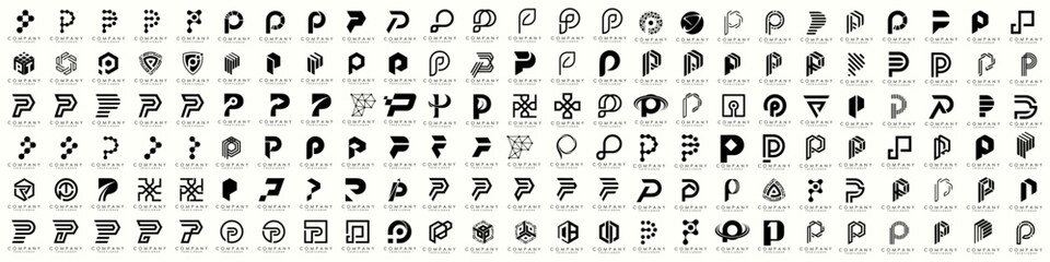 mega collection letters P logo design. modern creative monogram icon design inspiration.