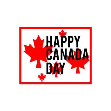 Canada Day Vector Illustration. Happy Canada Day Holiday Invitation Design. Red Leaf Isolated on white background. Greeting card with