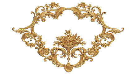 3D render of decorative onlays carving ornament in gold color, high resolution  of artistic image and ready to use for graphic design purposes 
