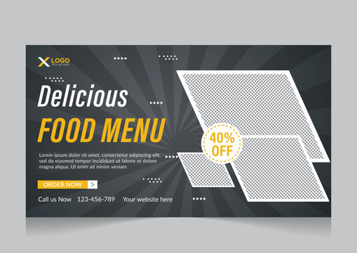 Asian restaurant food menu youtube thumbnail design editable template