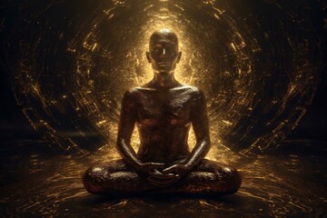 energy meditation zen aura chakra yoga spiritual pose silhouette peace. Generative AI. Generative AI