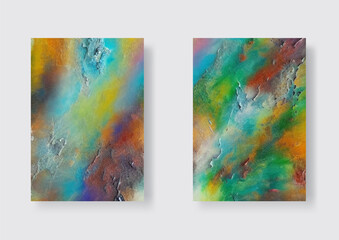Hand drawn abstract painting set. Abstract art background.