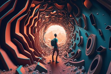 Mysterious Tunnel To An Unknown Planet, AI Generated Art