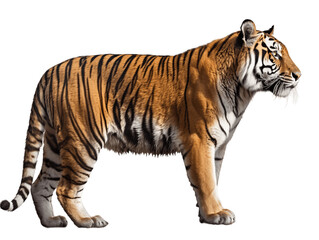 Obraz na płótnie Canvas Bengal Tiger Full Body Viewed From Side Transparent Background