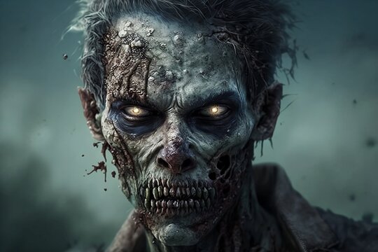 Highly Detailed, Realistic Zombie Portrait. Horror AI Generated Art