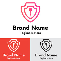 Shield  cybersecurity with key  logo
