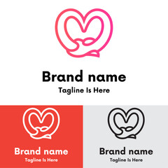 Gradient love with hand concept logo design
