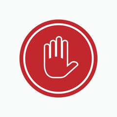 Hand Stop Icon. Reject, Prohibited Symbol for Entry  - Vector.               