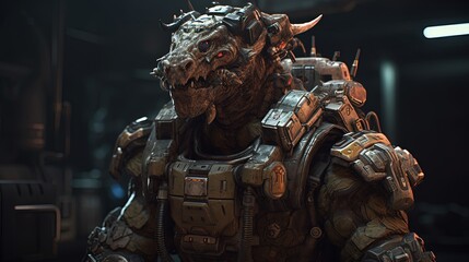 gnu weapon officer, digital art illustration, Generative AI