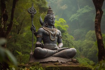 Lord narayana/shiva illustration, Hindu god. Detties, Generative AI
