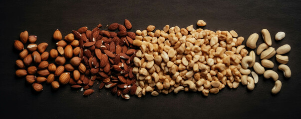 Chopped nuts mixed with thick peanut er form a savory snack.. AI generation. Generative AI
