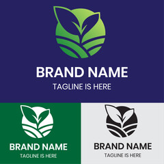 Green farm or nature logo template
