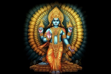 Lord Vishnu , Hindu God. Generative AI
