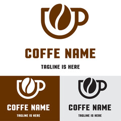 Coffee beans cup illustration logo
