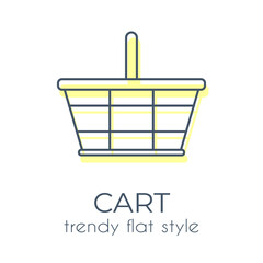 Shopping cart isolated on white background, simple icon in trendy flat style