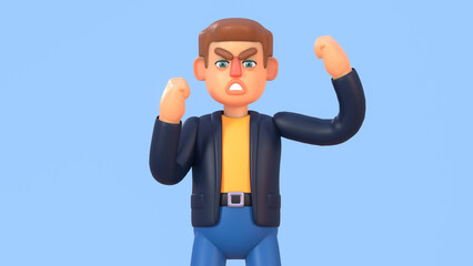 3d render of man in suit angry, dissatisfied, threatening