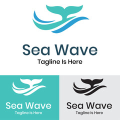 Sea wave logo design template
