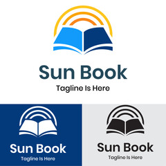 Sun with book concept logo design

