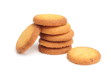 Danish butter cookies, butter cookies isolated on white bakcground