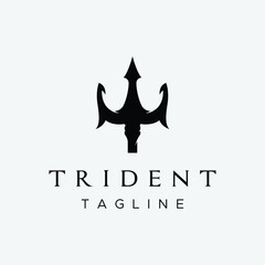Simple vintage poseion trident spear template Logo design. - obrazy, fototapety, plakaty