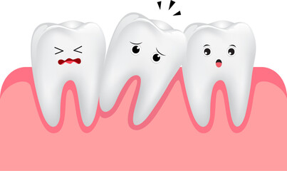 falling tooth, impact tooth. Dental care concept, illustration.