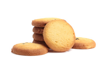 Danish butter cookies, butter cookies isolated on white bakcground