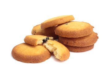 Danish butter cookies, butter cookies isolated on white bakcground