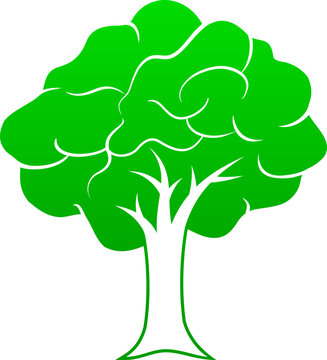 Tree shaped like a human brain. Icon design, template inspiration. Vector illustration.