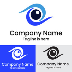 Blue creative camera lens photography logo
