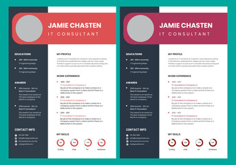 Modern cv, resume, and cover letter layout vector template for business job applications