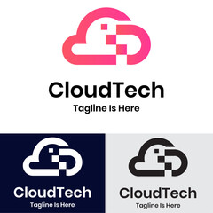 Cloud tech creative design logo concept template
