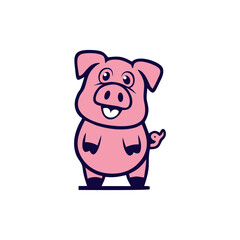 a cute pig illustration vector logo