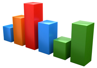 business and marketing analysis bar charts, 3d illustration