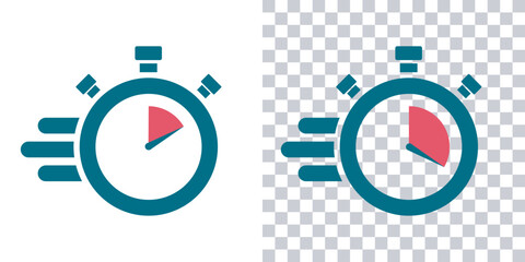 Timer, 10 minutes, stopwatch vector icon. Stopwatch icon in flat style, 20 minutes Countdown timer symbol icon on white and transparent background. Vector illustration.