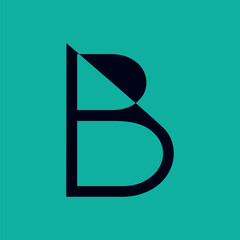 Letter B typography logo design template element. Use for logo, symbol, sign, and identity of the company. Black letter B text t-shirt vector design on blue background. 