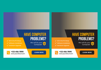 Computer repair services instagram social media post banner template
