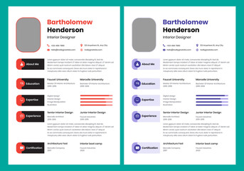 Modern cv, resume, and cover letter layout vector template for business job applications