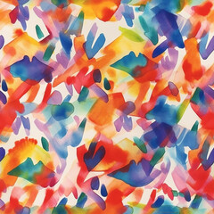 Colorful Watercolor Seamless Pattern made with Generative AI