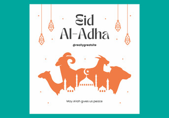 White orange eid al adha instagram post
