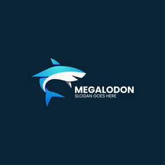 Vector Logo Illustration Shark Gradient Colorful Style