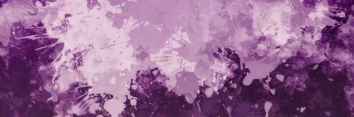 Abstract artistic purple and white texture background with white paint splash and paint drops, creative background design with watercolor painted texture pattern