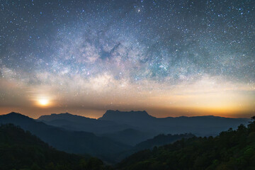 Beautiful milkyway in Doi Chiang Dao mountain in northern of Thailand (Changmai province). Amazing Thailand nature Landscape. popular tourist attraction. Best famouse travel locations.