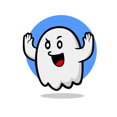 cute ghost mascot character illustration. halloween vector illustration.