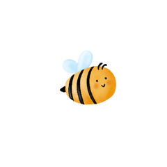 Lovely simple design of a yellow and black bee  - obrazy, fototapety, plakaty