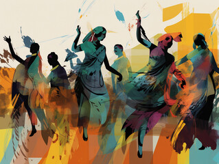 Obraz na płótnie Canvas Abstract Digital Art Collage of People Dancing | Generative AI