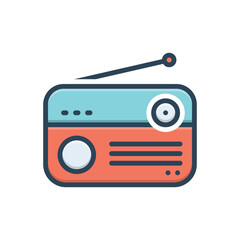 Color illustration icon for radio 