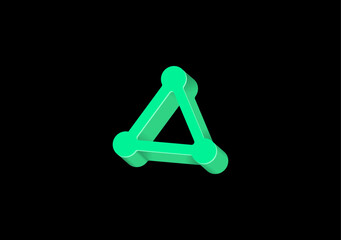 green 3d shape for triangle symbol